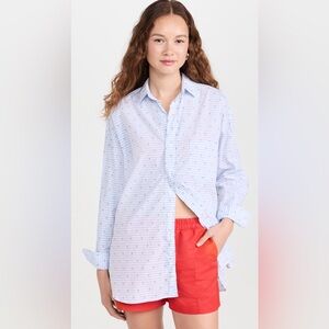 Frank & Eileen Shirley Oversized Shirt, Horizontal Stripe with Anchor, Size M